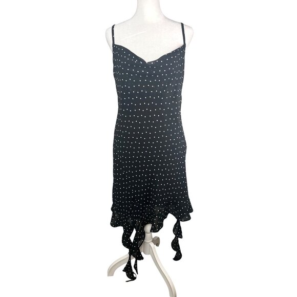 Jessica Simpson Black & White Polka Dot Mini Dress With Ruffle Detail Medium - Picture 1 of 16